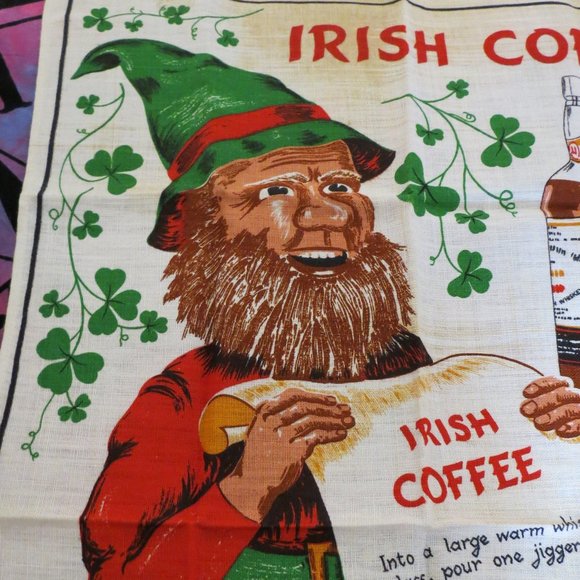 Vintage Irish Coffee recipe linen tapestry - Picture 3 of 6